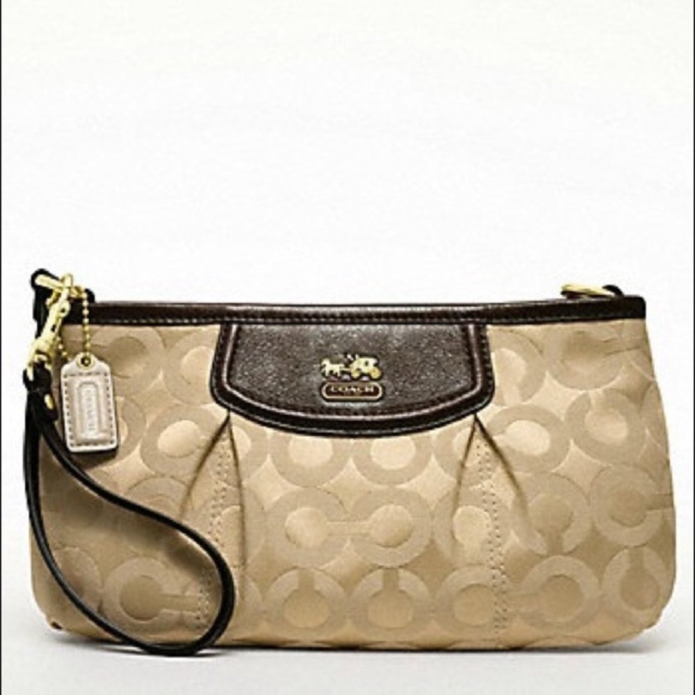 NWT Coach Madison op art sateen large wristlet 46688